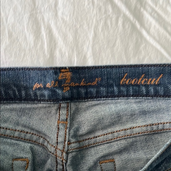 7 For All Mankind Dark Blue Low Rise Boot Cut Jeans - Picture 5 of 8